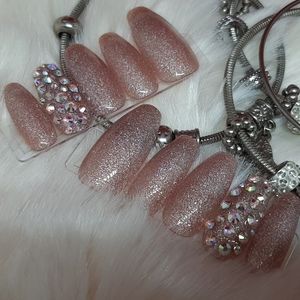 Glitter Glow In The Dark press on nails LARGE